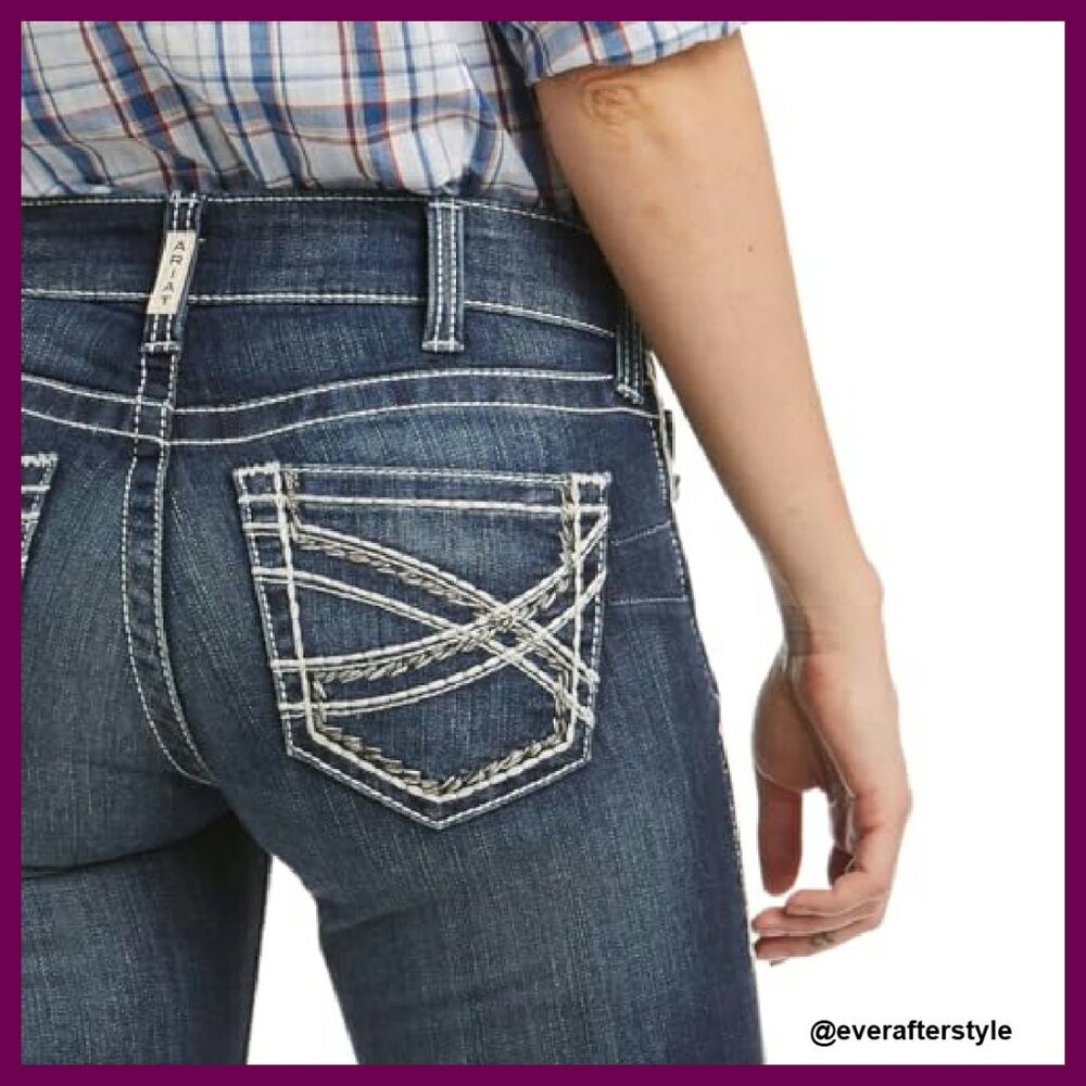 Mid Rise Boot Cut Jeans Stretch Denim Flattering Fit Classic Style - Picture 4 of 7
